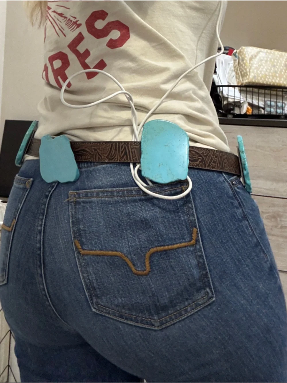 Turquoise Slap Leather Belt
